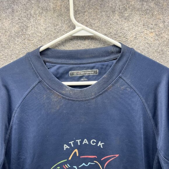 Greg Norman Sweatshirt Mens Large Blue Attack Life Shark Golf Crewneck Pullover - Picture 6 of 12